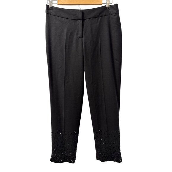 Talbots Petites Black Wool Embellished Hem Lines Women Size 4P Pants. - Picture 2 of 12